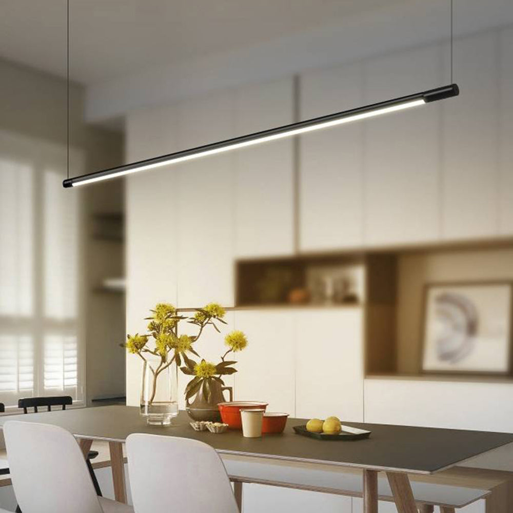 Modern Linear LED Pendant Light Black Metal Acrylic Minimalist Bar Ceiling Fixture for Kitchen Island Dining Room Office | Thomler