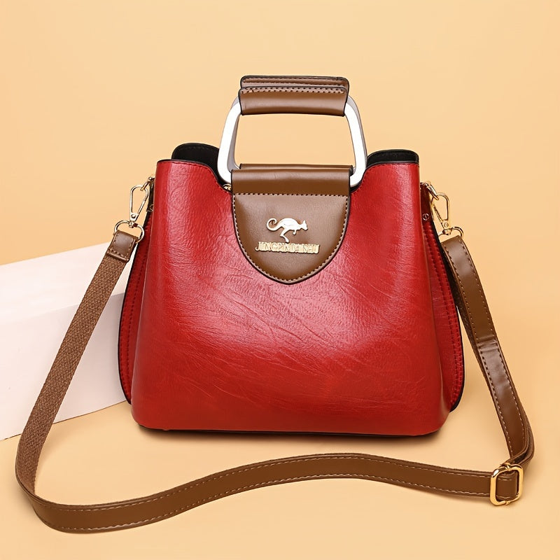 Genuine Leather Shoulder Bag Crossbody Purse Two-Tone Organizer for Women Work Travel Daily Use | Thomler