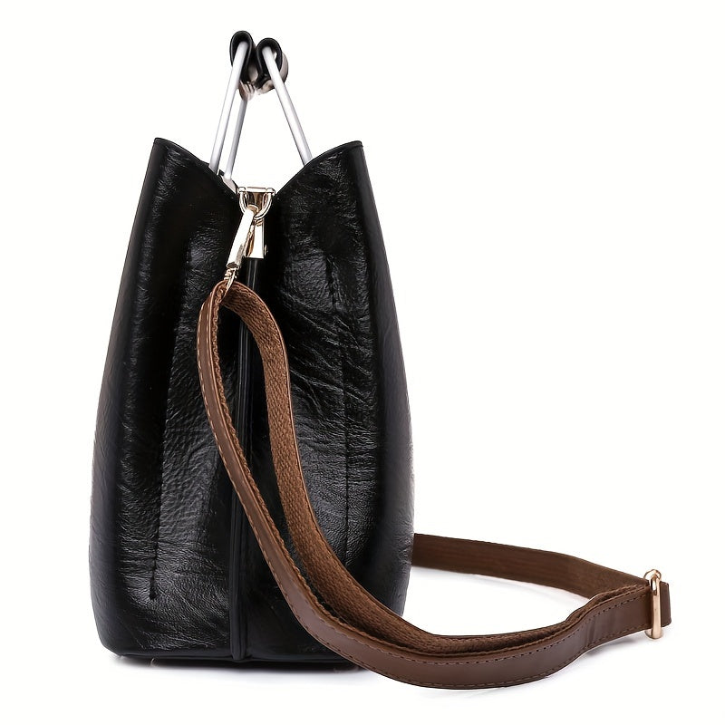 Genuine Leather Shoulder Bag Crossbody Purse Two-Tone Organizer for Women Work Travel Daily Use | Thomler