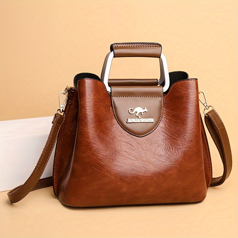 Genuine Leather Shoulder Bag Crossbody Purse Two-Tone Organizer for Women Work Travel Daily Use | Thomler