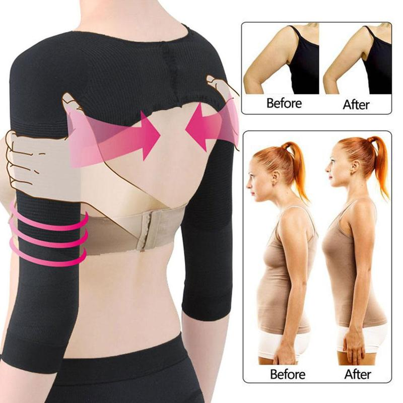 Compression Arm Sleeves with Posture Support for Women – Slimming Upper Arm Shaper & Back Corrector | Thomler