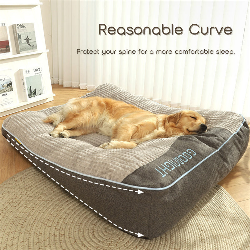 Dog Bed Crystal Velvet 80.0 cm x 64.0 cm Orthopedic Brown Indoor Sleeping Cushion Raised Rim Washable Pet Bed | Thomler