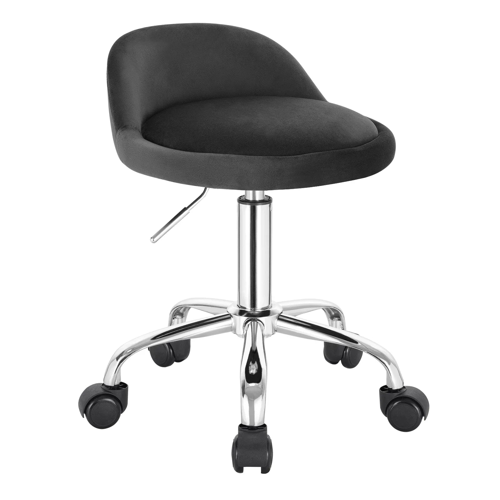 Rolling Stool Velvet Height Adjustable 53.0–65.5 cm Home Office Dressing Table Swivel Chair With Wheels | Thomler