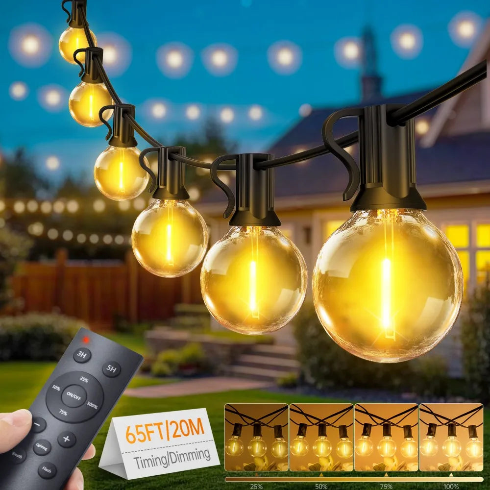 Remote-Controlled Globe String Lights with Dimming Function – Weather-Resistant LED Outdoor Lighting for Patio, Backyard, Wedding & Party | Thomler