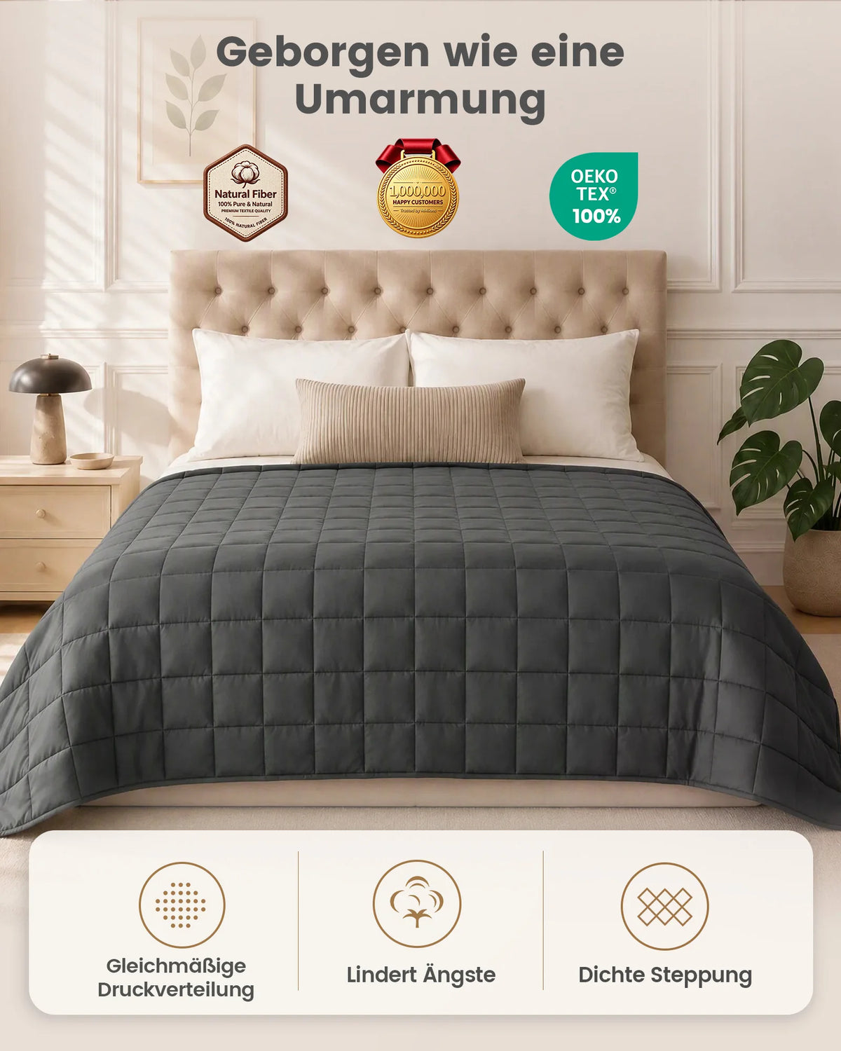Weighted Blanket for Adults – Heavy Sleep Throw for Calming Deep Rest & Stress Relief, Soft Glass Bead Fill, Quilted Design – 9 to 18 lb | Thomler