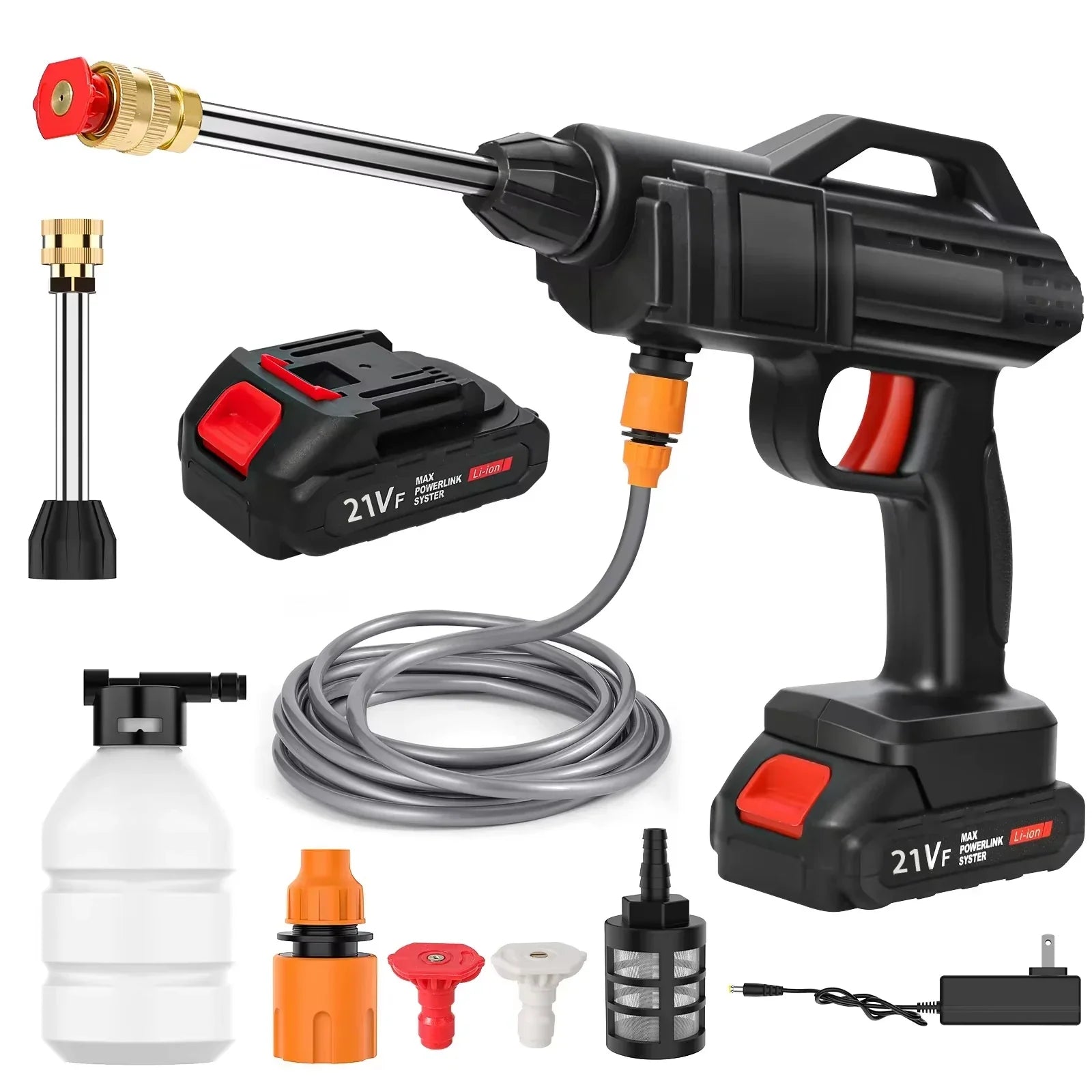 Pressure Washer Plastic Cordless Lithium Battery Black Car Patio Garden Cleaning Portable Jet Washer Spray Gun | Thomler