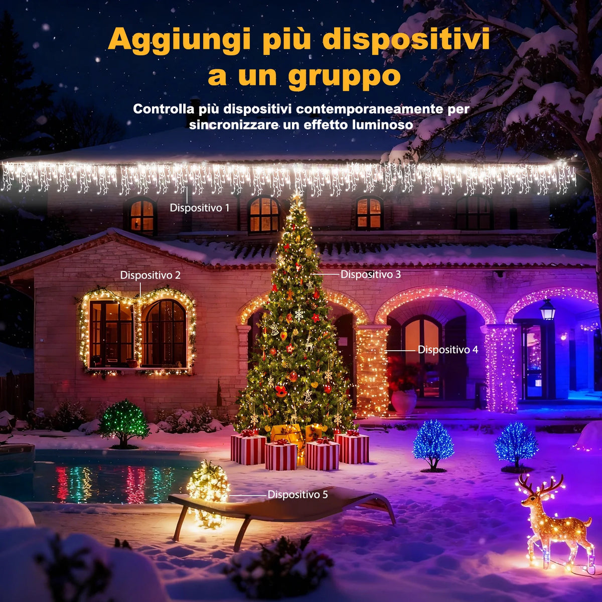 Smart Cascading Icicle Holiday Lights – App & Remote – 17 Modes, Music Sync, Timer – Outdoor IP65 – 656-5900 ft LEDs – Dual White or | Thomler