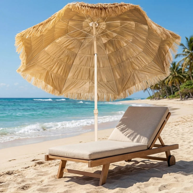 Hawaiian-Style Patio Umbrella 6 ft – Adjustable Tilt, Height-Adjustable Pole, UPF 30 Sun Protection, Sand Anchor Base with Carry Bag for | Thomler