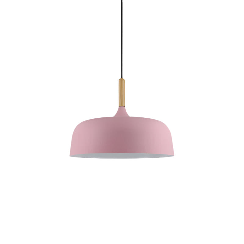 Pendant Light Wood Zinc 12.6 in Dome Adjustable Dining Kitchen Hanging Ceiling Lamp Scandinavian Minimalist | Thomler