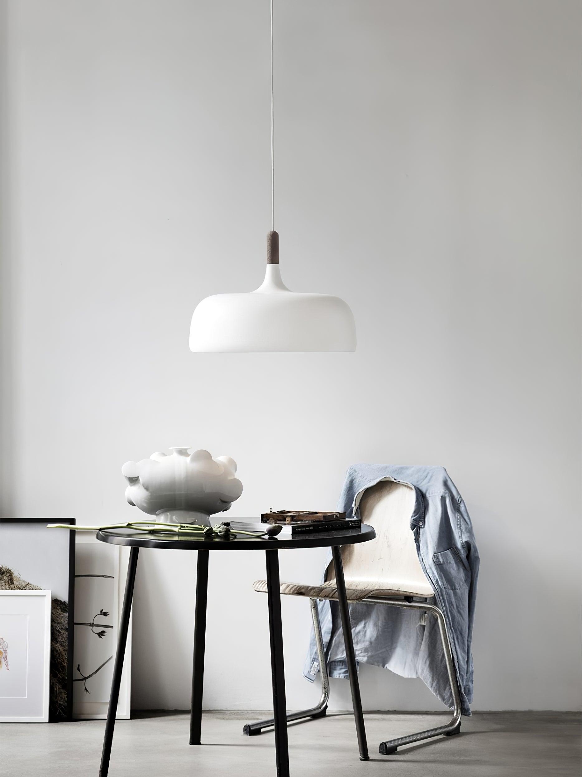 Hanging Ceiling Light Fixture with Wood Trim & Metal Shade for Kitchen Island, Dining Table, Breakfast Bar — Dimmable Compatible, Adjustable | Thomler