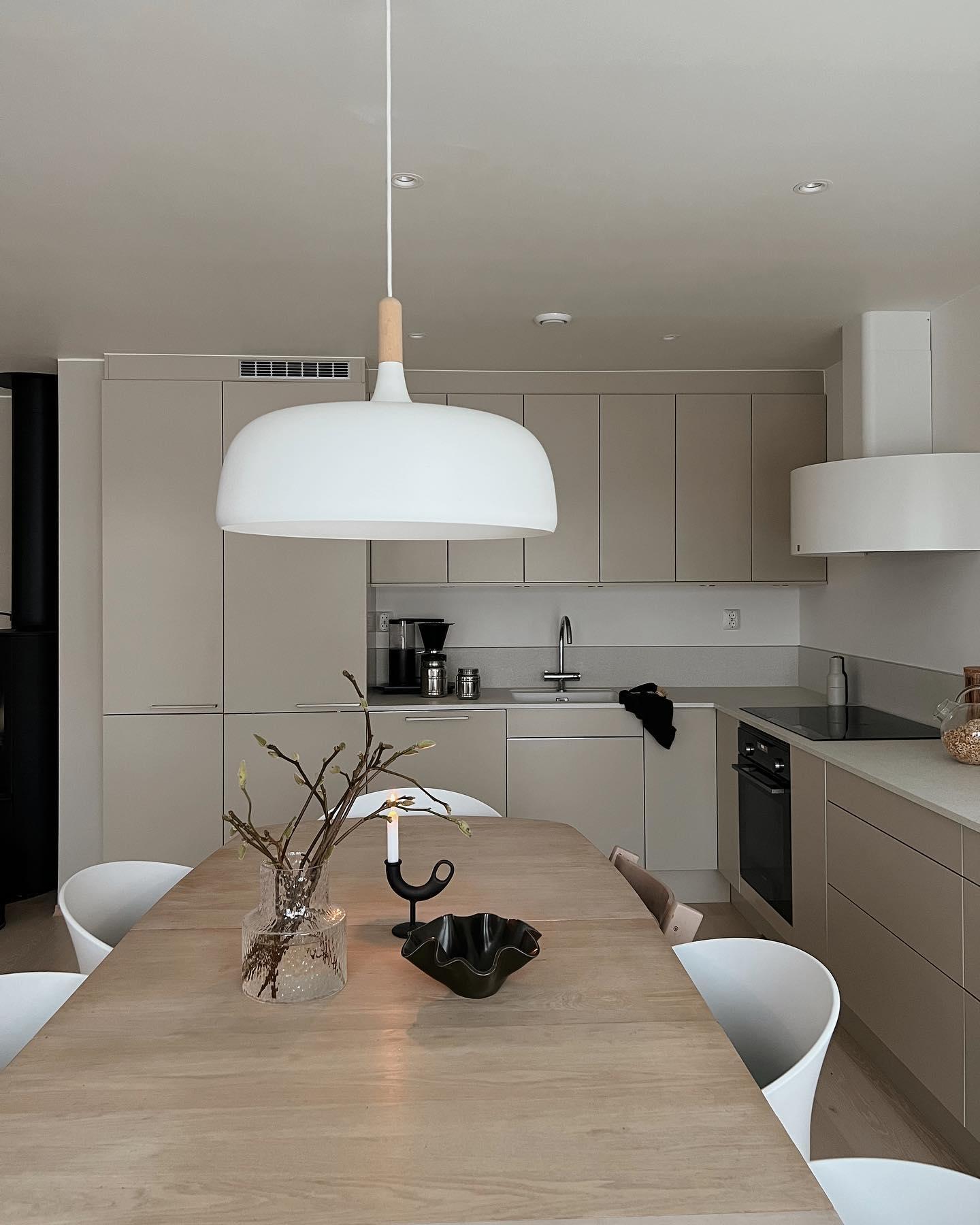Hanging Ceiling Light Fixture with Wood Trim & Metal Shade for Kitchen Island, Dining Table, Breakfast Bar — Dimmable Compatible, Adjustable | Thomler