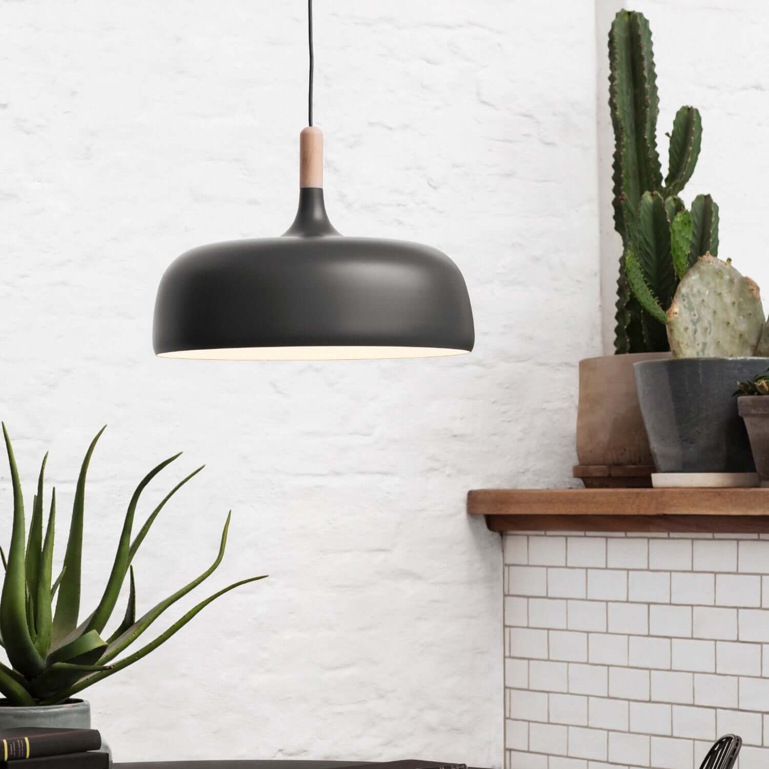 Pendant Light Wood Zinc 12.6 in Dome Adjustable Dining Kitchen Hanging Ceiling Lamp Scandinavian Minimalist | Thomler