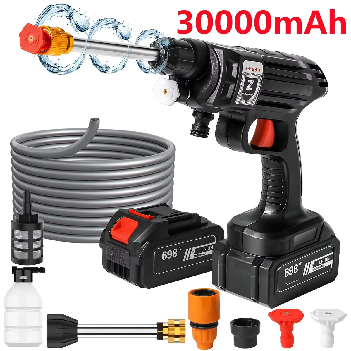 Cordless Pressure Washer Portable Battery-Powered High-Pressure Sprayer for Cars Patios Driveways | Thomler