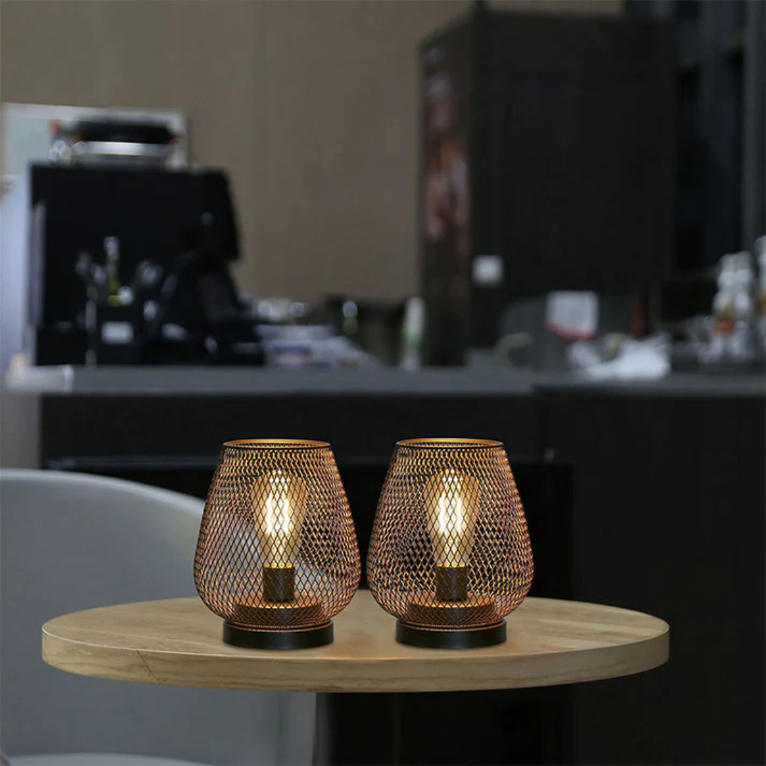 Battery-Operated Metal Lantern with Warm LED Light for Indoor and Outdoor Use | Vintage Matte Black Cordless Lamp | Thomler