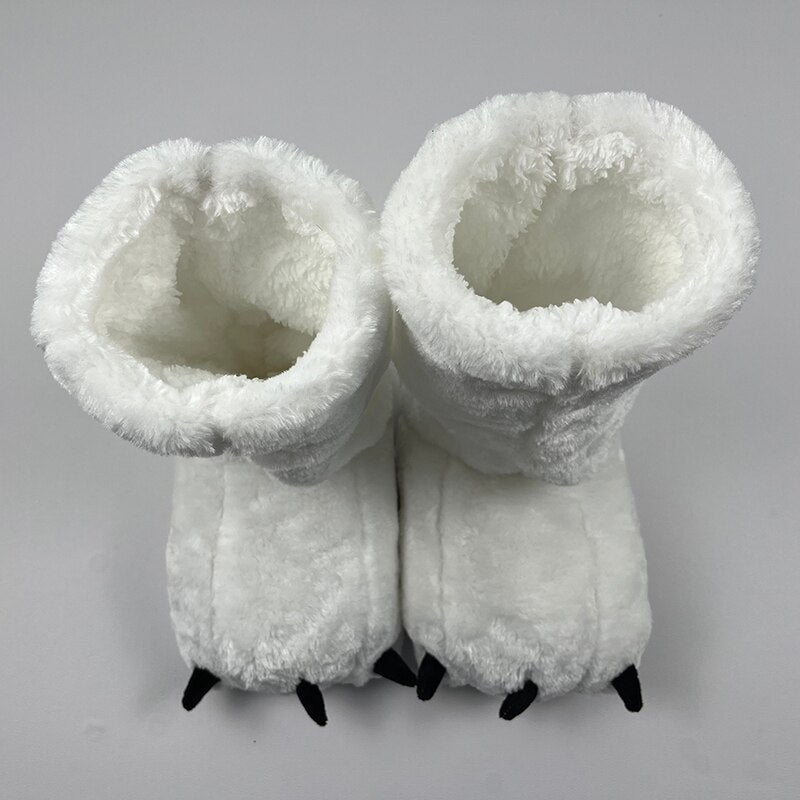 Plush Bear Paw Slippers – Soft Faux Fur House Shoes with Non-Slip Sole for Indoor & Outdoor Wear, Unisex Winter Footwear | Thomler