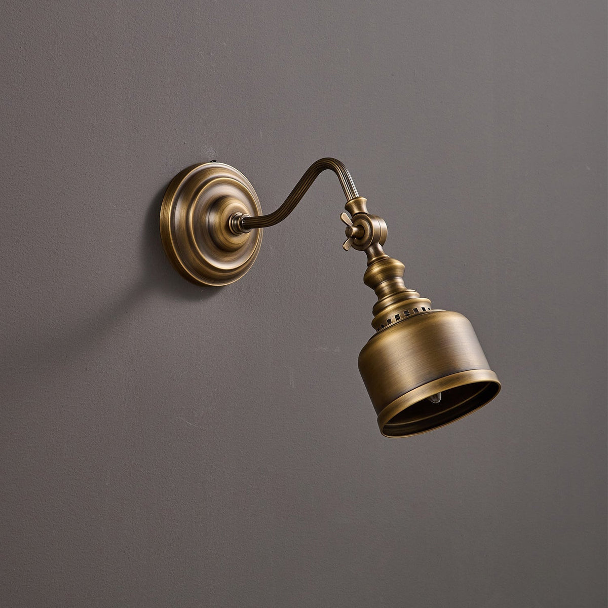 Adjustable Brass Wall Reading Light with Antique Finish – Flexible Sconce for Bedroom & Study | Thomler