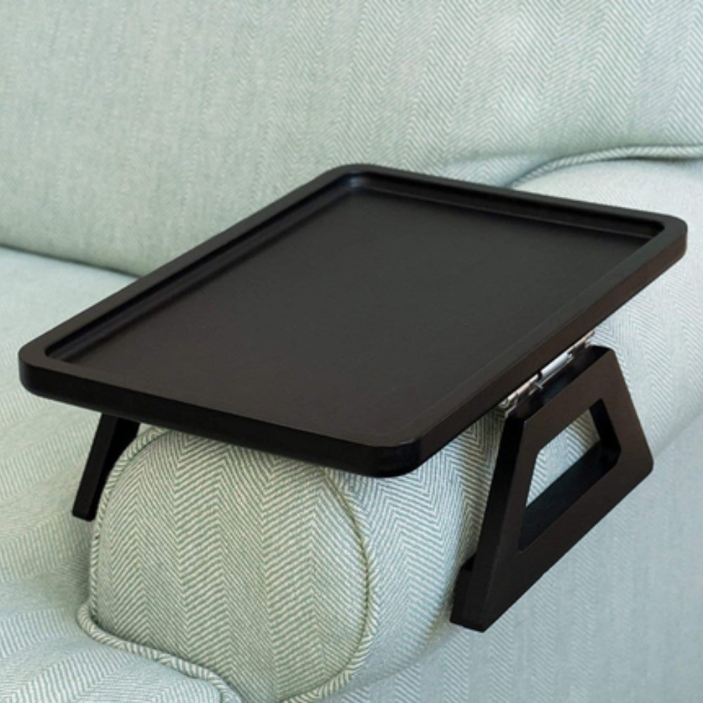 Bamboo Sofa Arm Tray with Adjustable Clip – Couch Side Table for Drinks, Snacks & Remote – No Assembly Armrest Caddy Organizer | Thomler