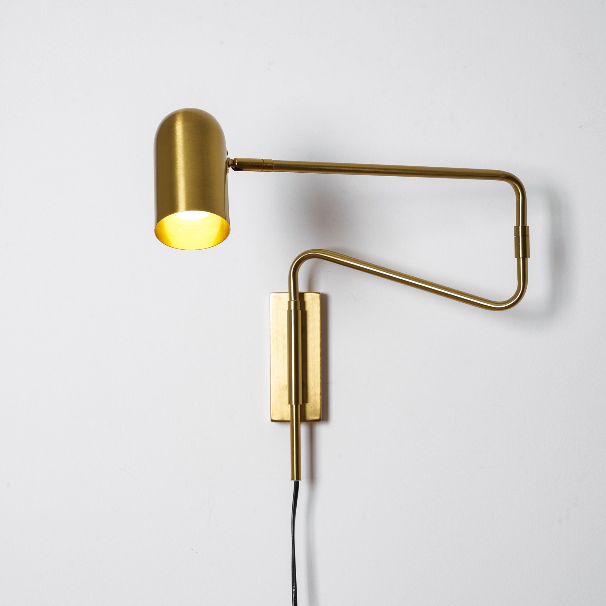 Wall Lamp Metal Adjustable Arm 27.6 in Black Gold Indoor Reading Light 360° Rotatable Shade Contemporary Bedroom Living Room | Thomler