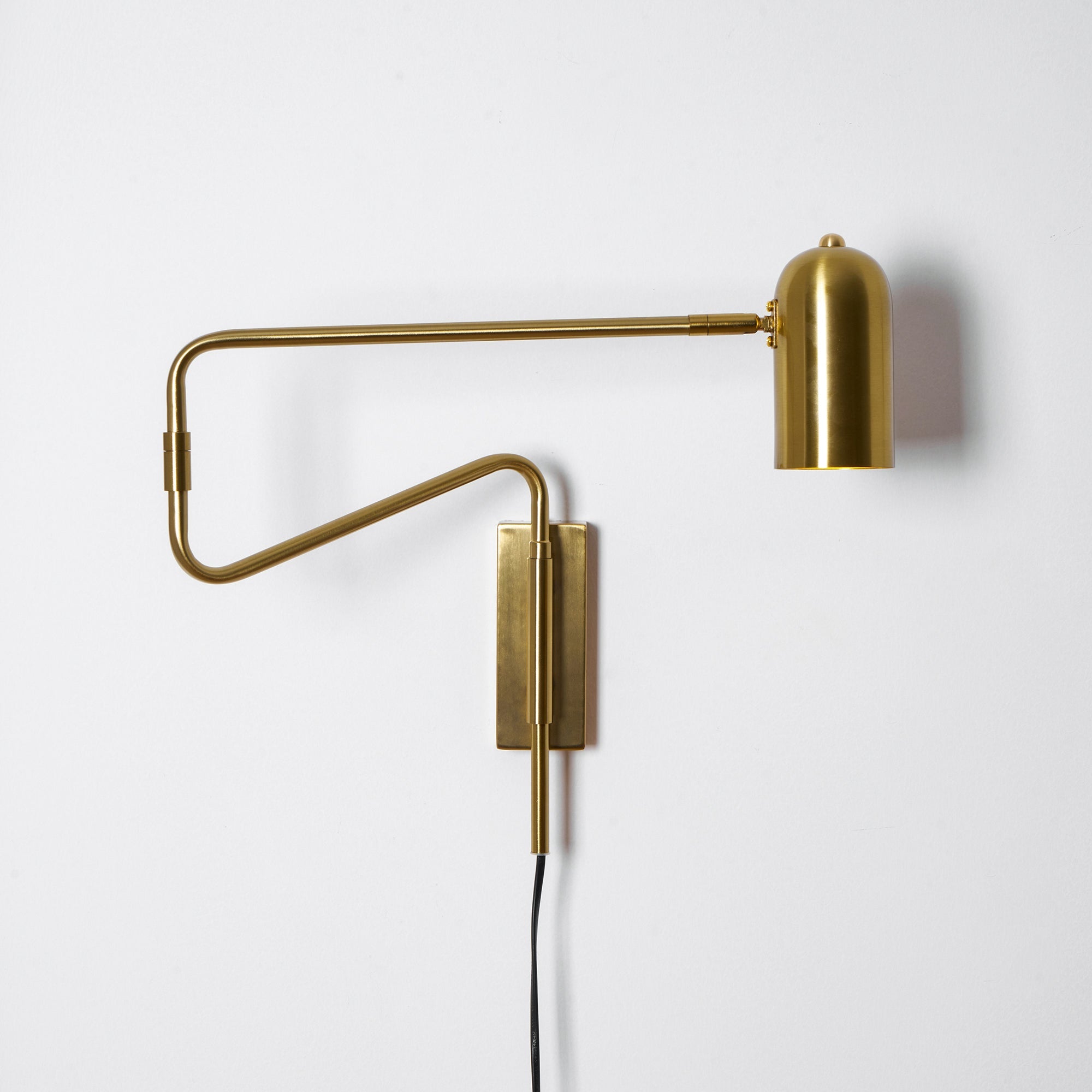 Wall Lamp Metal Adjustable Arm 27.6 in Black Gold Indoor Reading Light 360° Rotatable Shade Contemporary Bedroom Living Room | Thomler