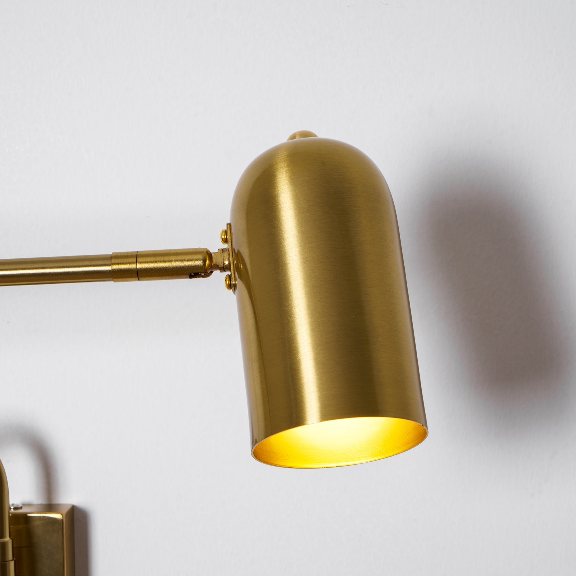Wall Lamp Metal Adjustable Arm 27.6 in Black Gold Indoor Reading Light 360° Rotatable Shade Contemporary Bedroom Living Room | Thomler