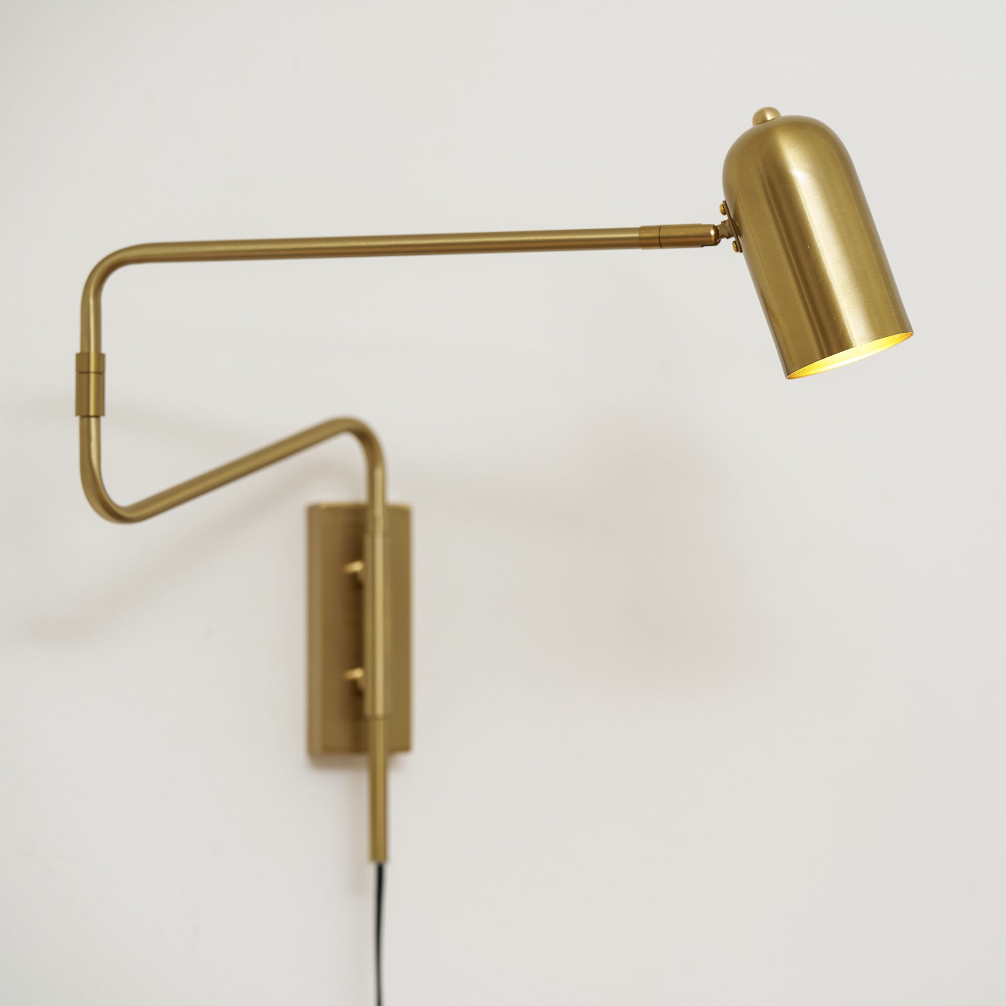 Wall Lamp Metal Adjustable Arm 27.6 in Black Gold Indoor Reading Light 360° Rotatable Shade Contemporary Bedroom Living Room | Thomler