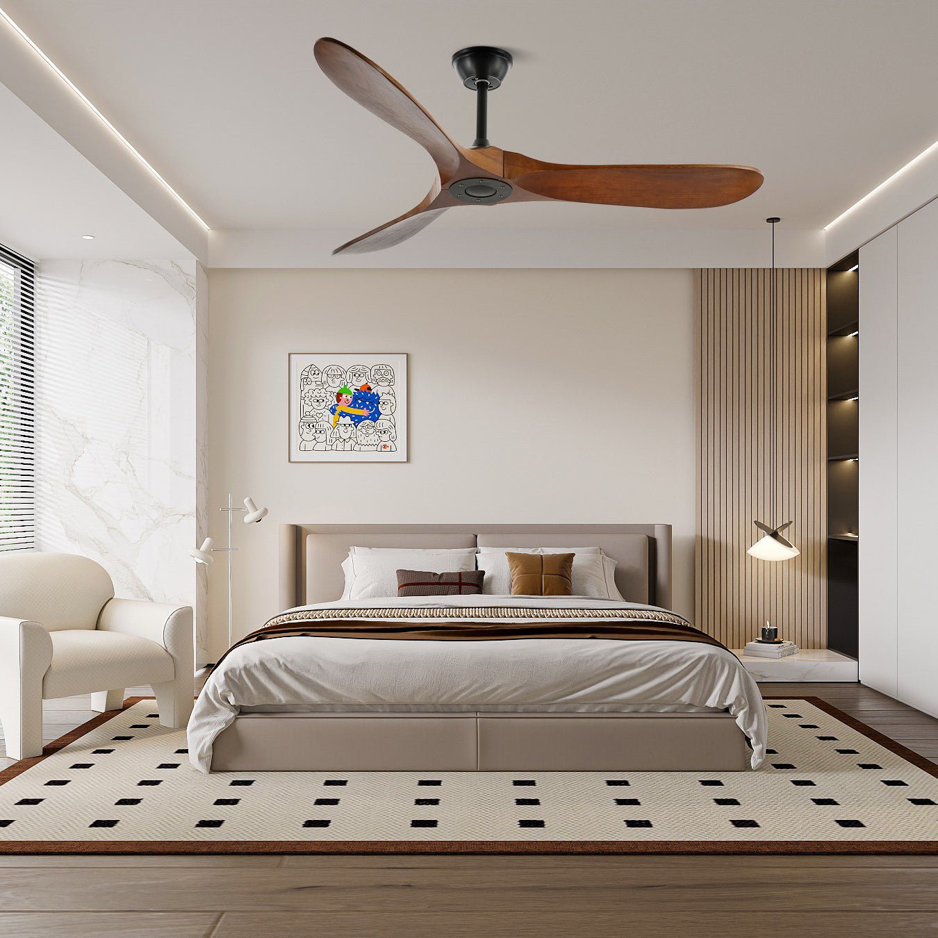 Breeze 42 in 52 in Ceiling Fan DC Motor Wooden Blades Indoor Living Room Bedroom Air Circulation | Thomler