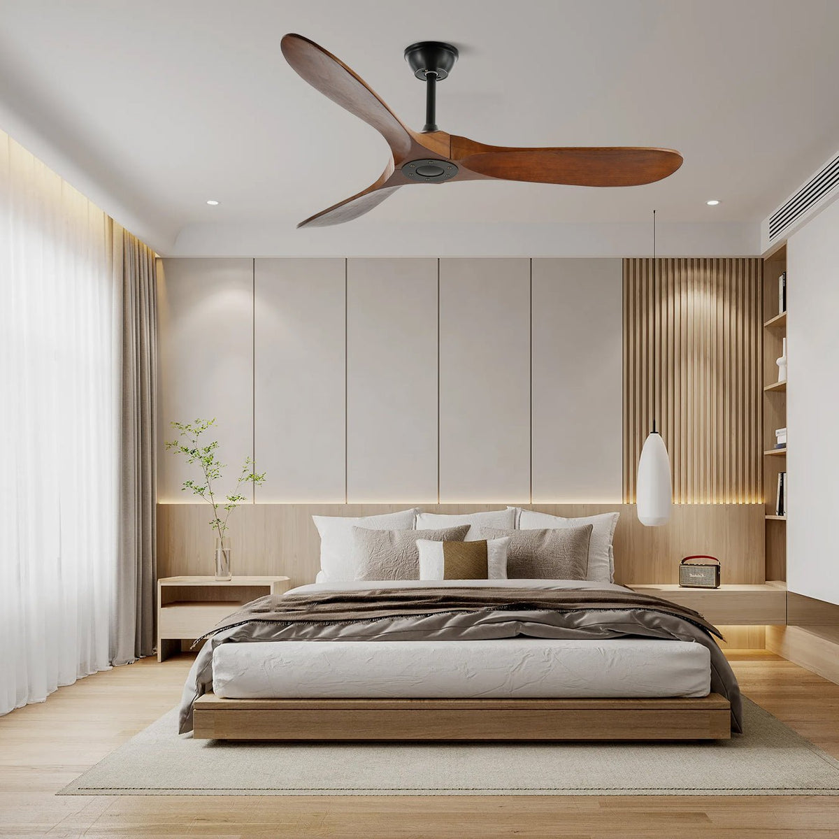 Wooden Blade Ceiling Fan with Remote 42-52 Inch 6-Speed Reversible Indoor Cooling Fan Vintage Farmhouse Style for Bedroom Living Room | Thomler