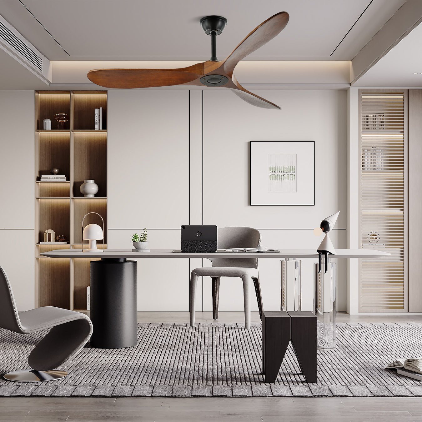 Breeze 42 in 52 in Ceiling Fan DC Motor Wooden Blades Indoor Living Room Bedroom Air Circulation | Thomler