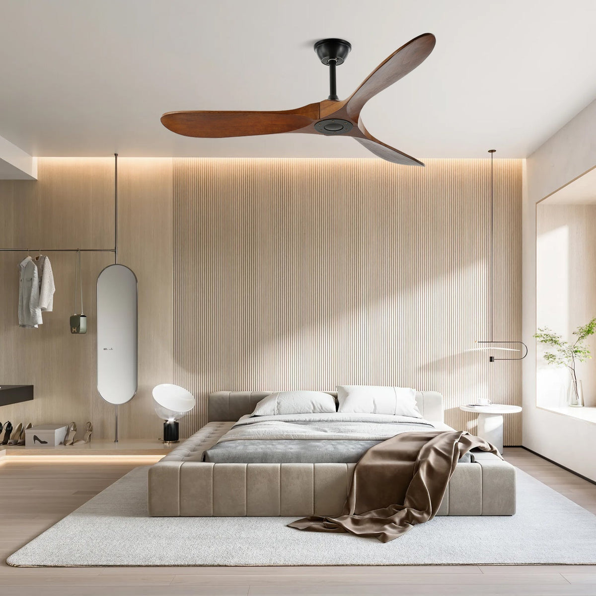 Wooden Blade Ceiling Fan with Remote 42-52 Inch 6-Speed Reversible Indoor Cooling Fan Vintage Farmhouse Style for Bedroom Living Room | Thomler