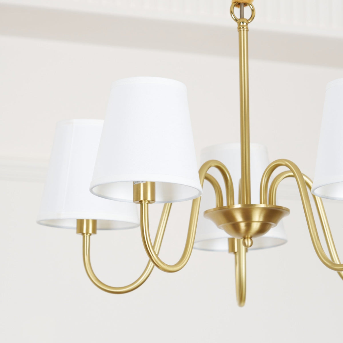 Classic Brass & Fabric Multi-Arm Hanging Fixture for Dining Room, Foyer & Living Space | Thomler
