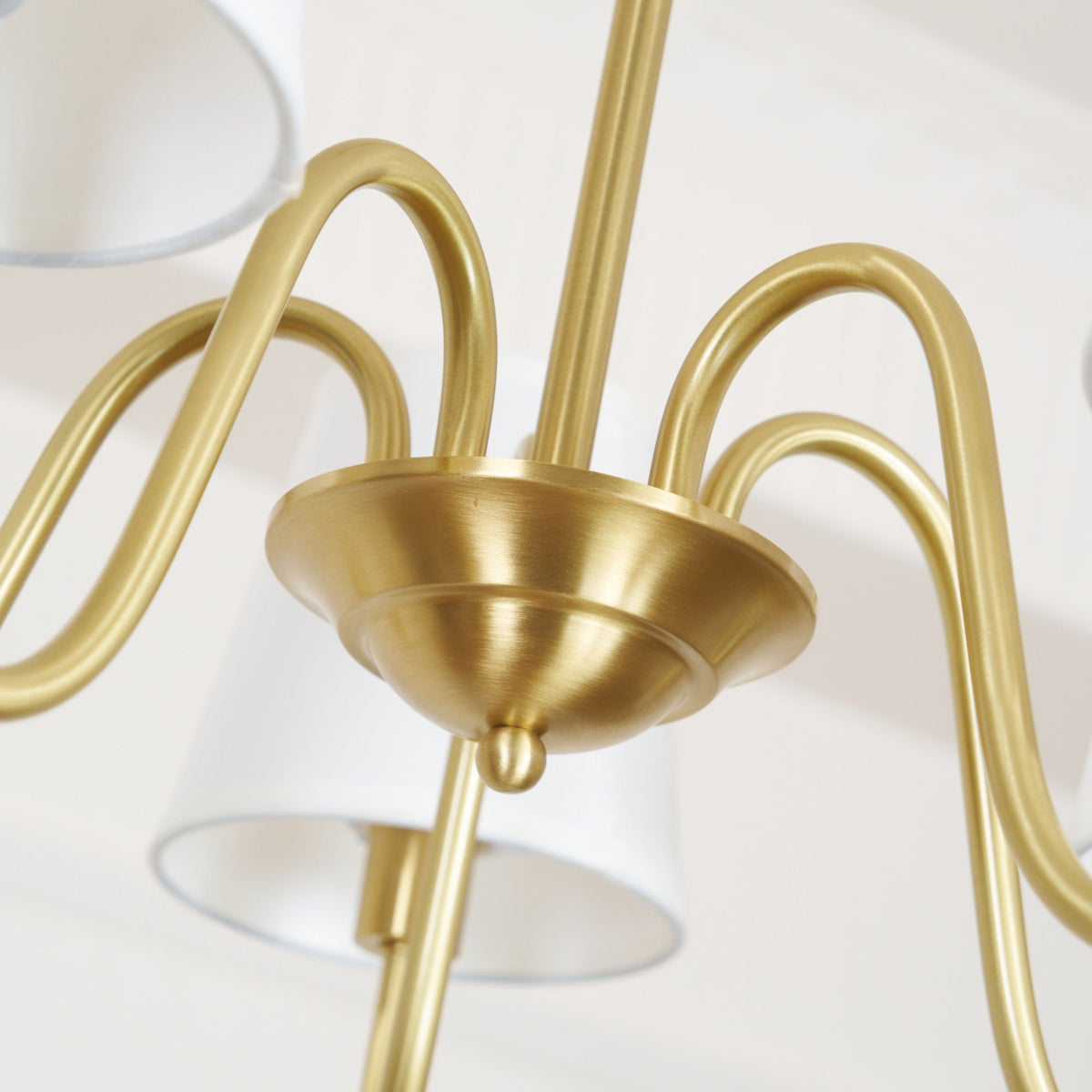 Classic Brass & Fabric Multi-Arm Hanging Fixture for Dining Room, Foyer & Living Space | Thomler