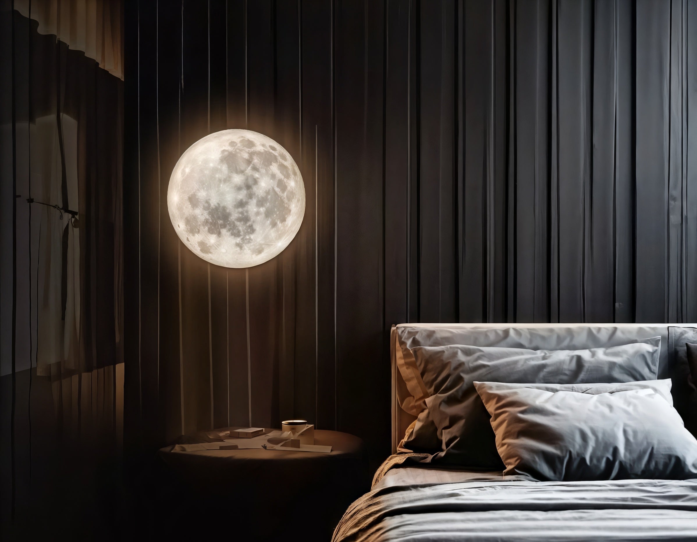 3D Moon Ceiling Light with Remote – Realistic Lunar Surface LED Fixture for Bedroom, Living Room & Kids Room – Dimmable Warm to Cool White | Thomler
