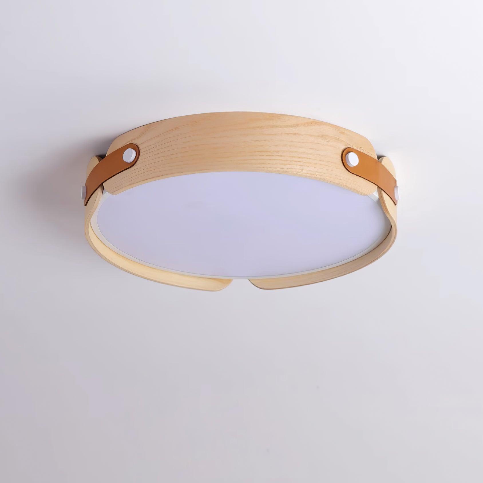 Ceiling Light Wood Integrated LED 16.5 in Remote Dimmable Bedroom Bathroom Wall Mount Fixture | Thomler