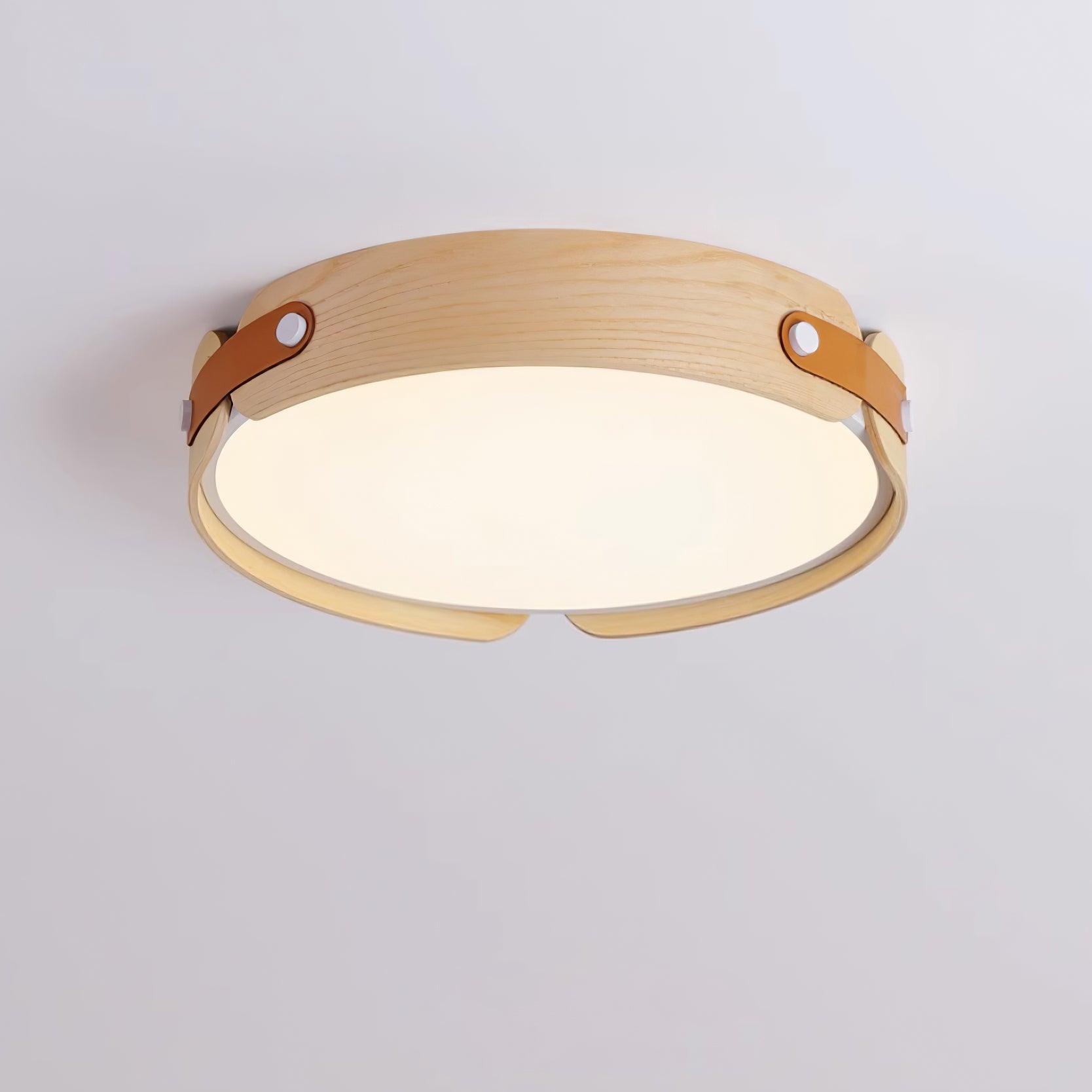 Ceiling Light Wood Integrated LED 16.5 in Remote Dimmable Bedroom Bathroom Wall Mount Fixture | Thomler