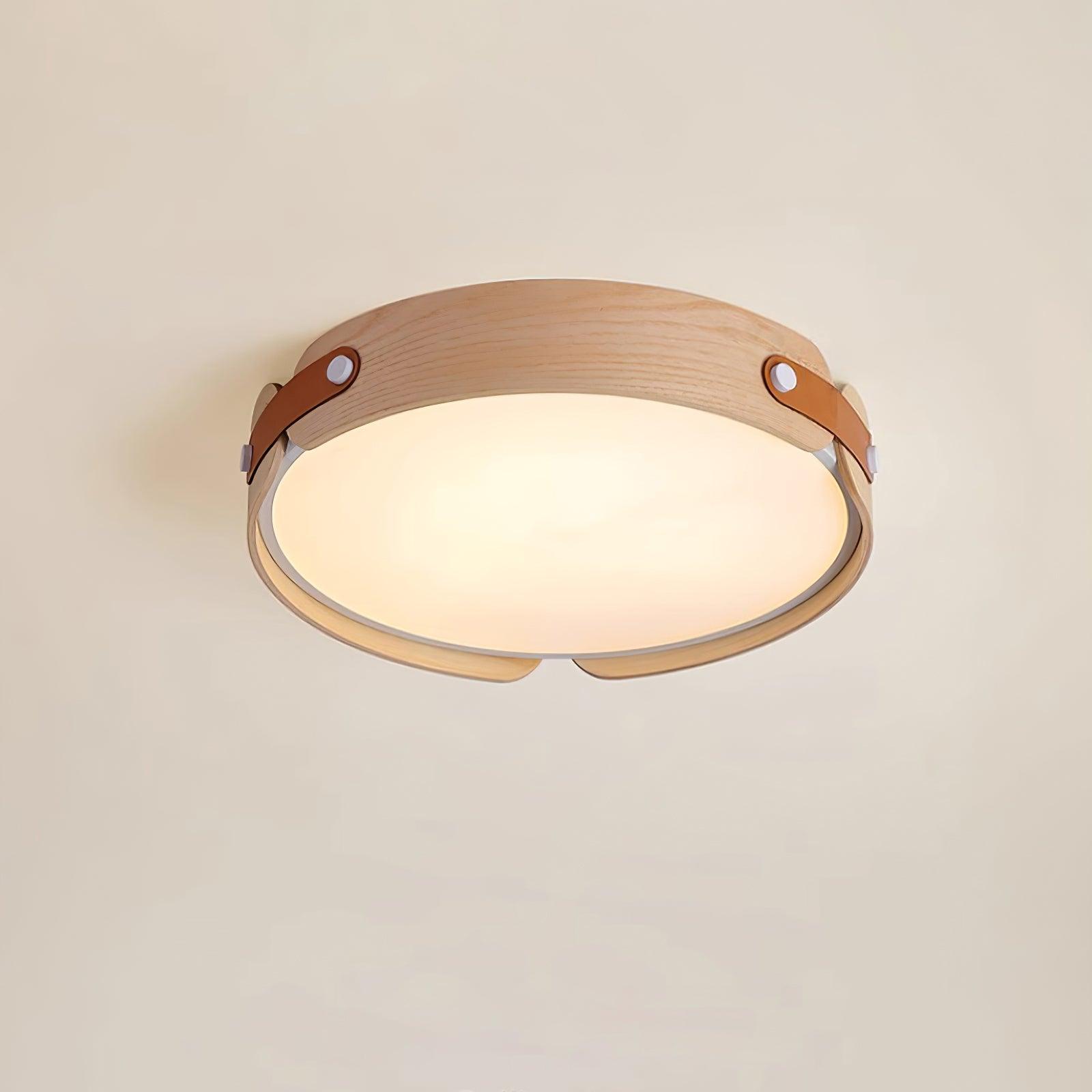 Ceiling Light Wood Integrated LED 16.5 in Remote Dimmable Bedroom Bathroom Wall Mount Fixture | Thomler