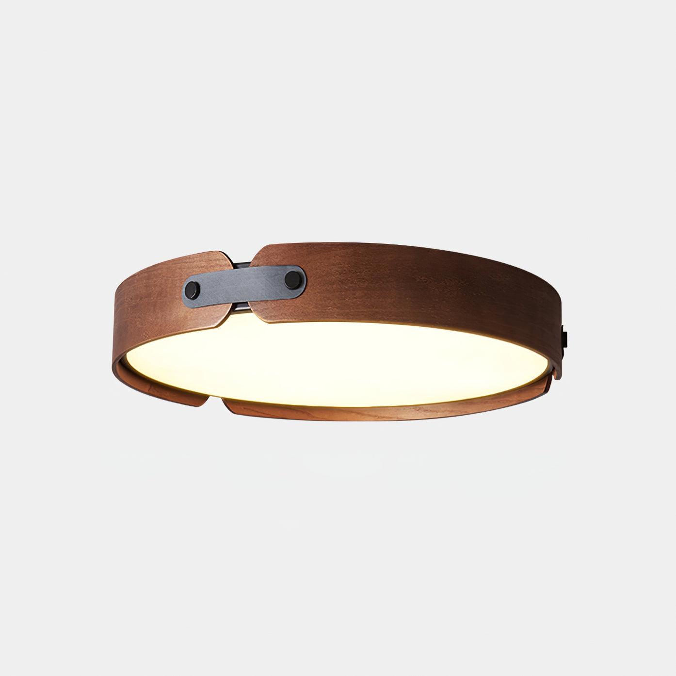 Ceiling Light Wood Integrated LED 16.5 in Remote Dimmable Bedroom Bathroom Wall Mount Fixture | Thomler