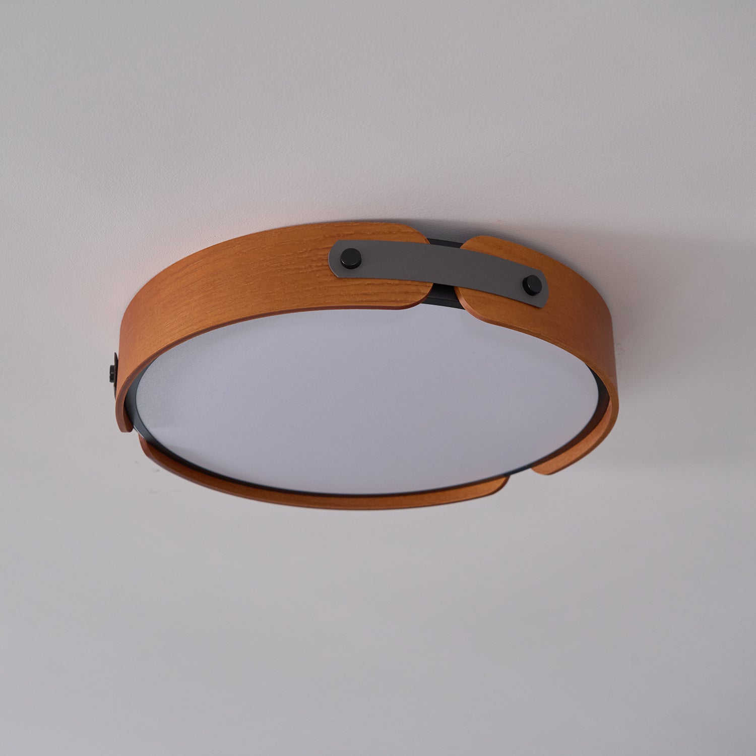 Ceiling Light Wood Integrated LED 16.5 in Remote Dimmable Bedroom Bathroom Wall Mount Fixture | Thomler