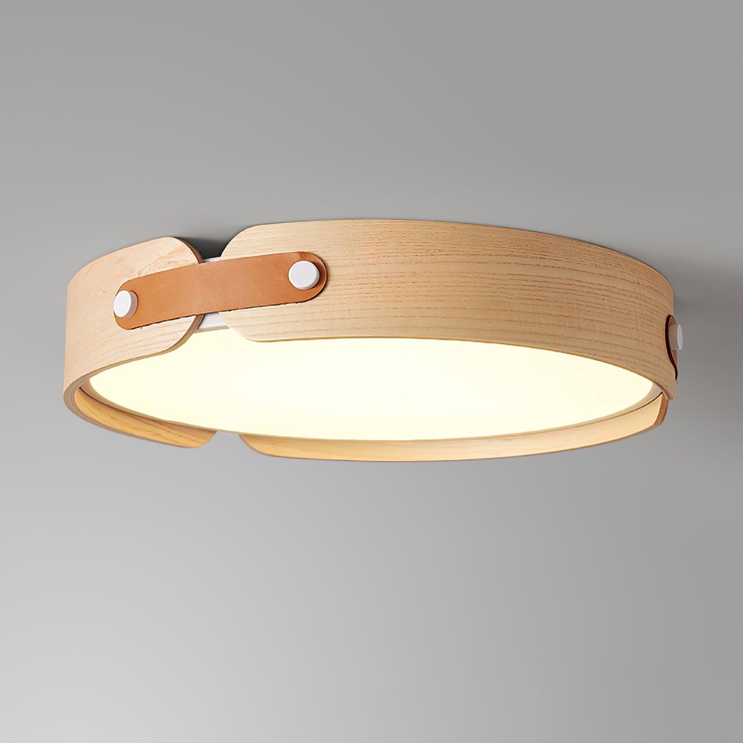 Ceiling Light Wood Integrated LED 16.5 in Remote Dimmable Bedroom Bathroom Wall Mount Fixture | Thomler