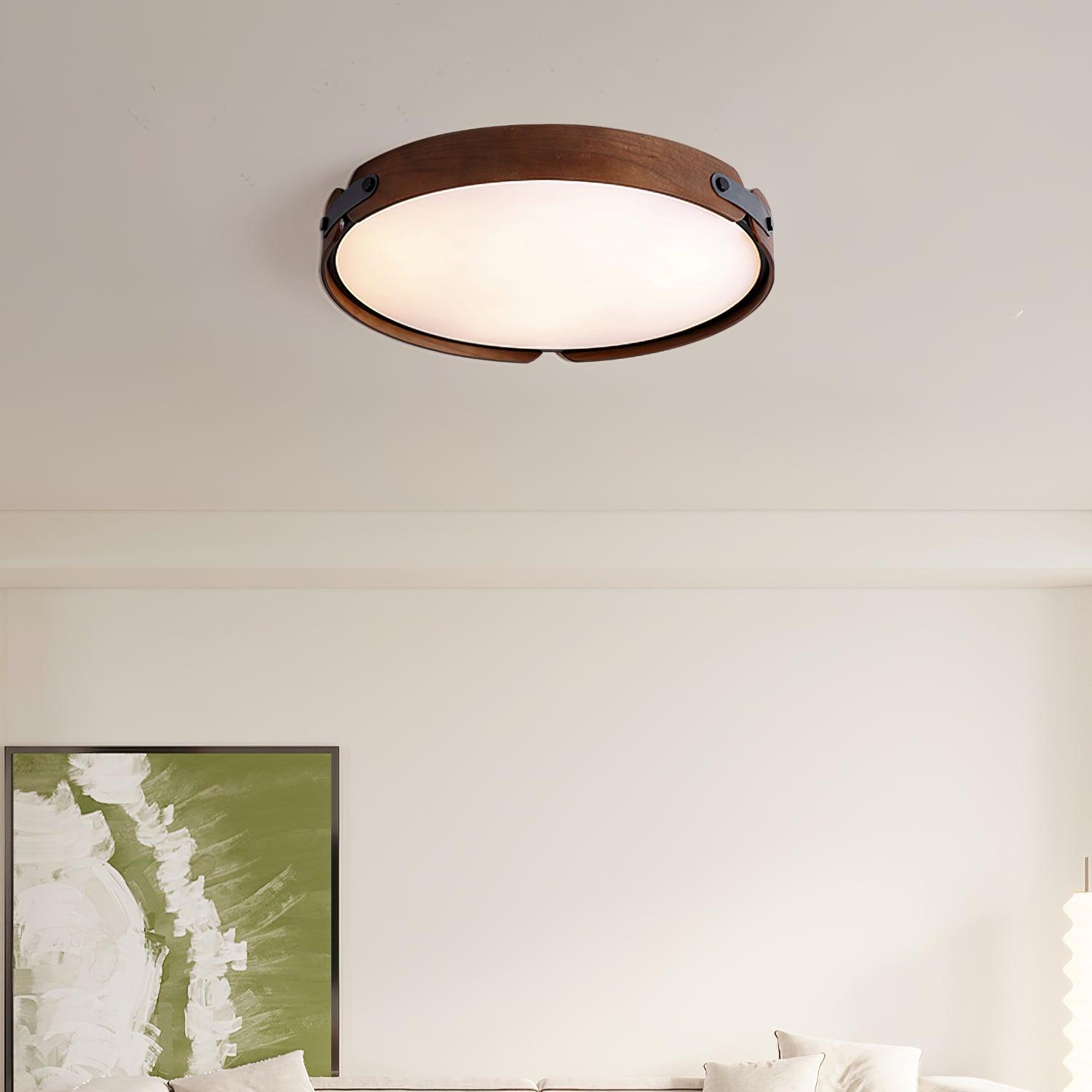 Ceiling Light Wood Integrated LED 16.5 in Remote Dimmable Bedroom Bathroom Wall Mount Fixture | Thomler