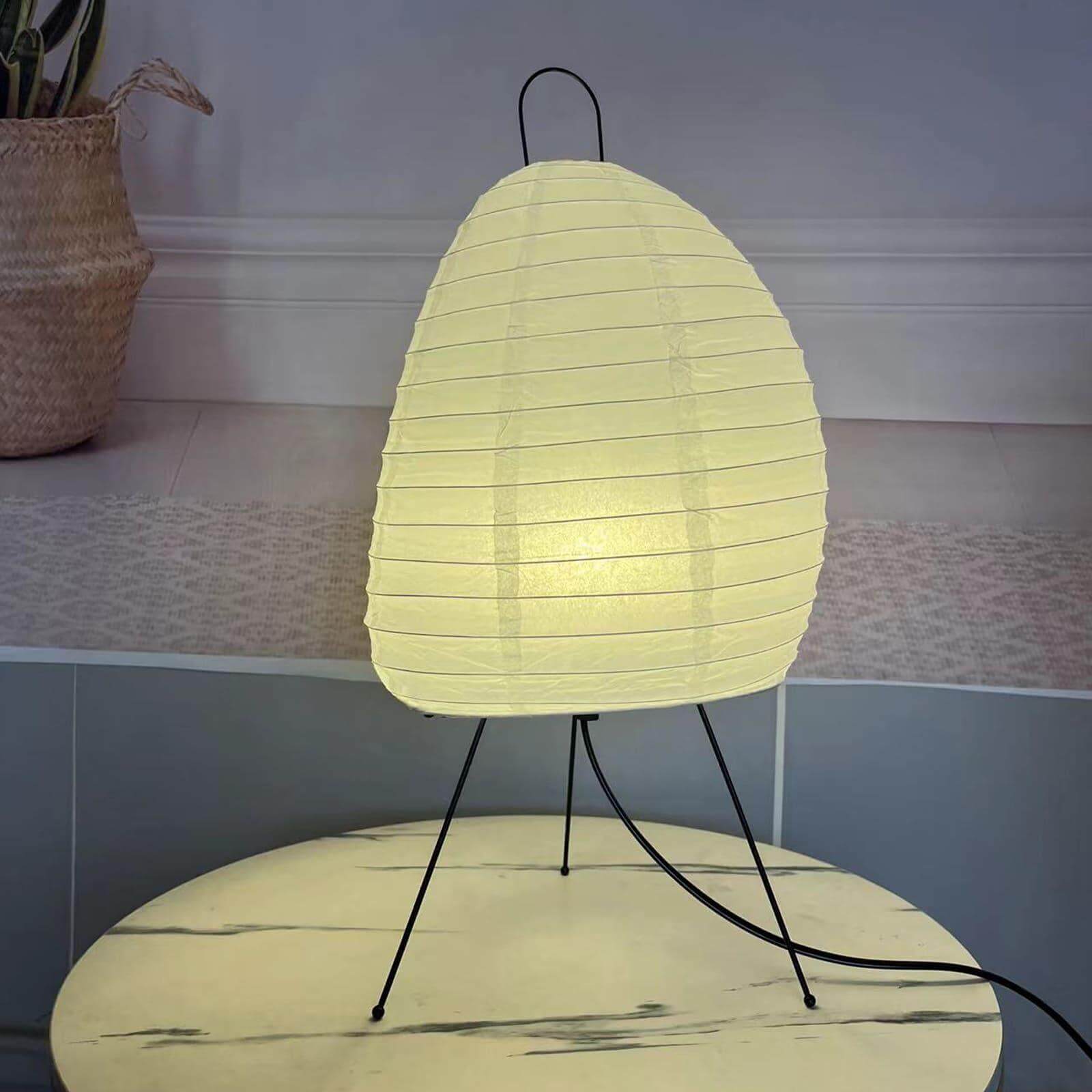 Table Lamp Rice Paper 10.2 in Sculptural White Bedroom Living Room Ambient Lighting Japandi Desk Light Soft Glow | Thomler