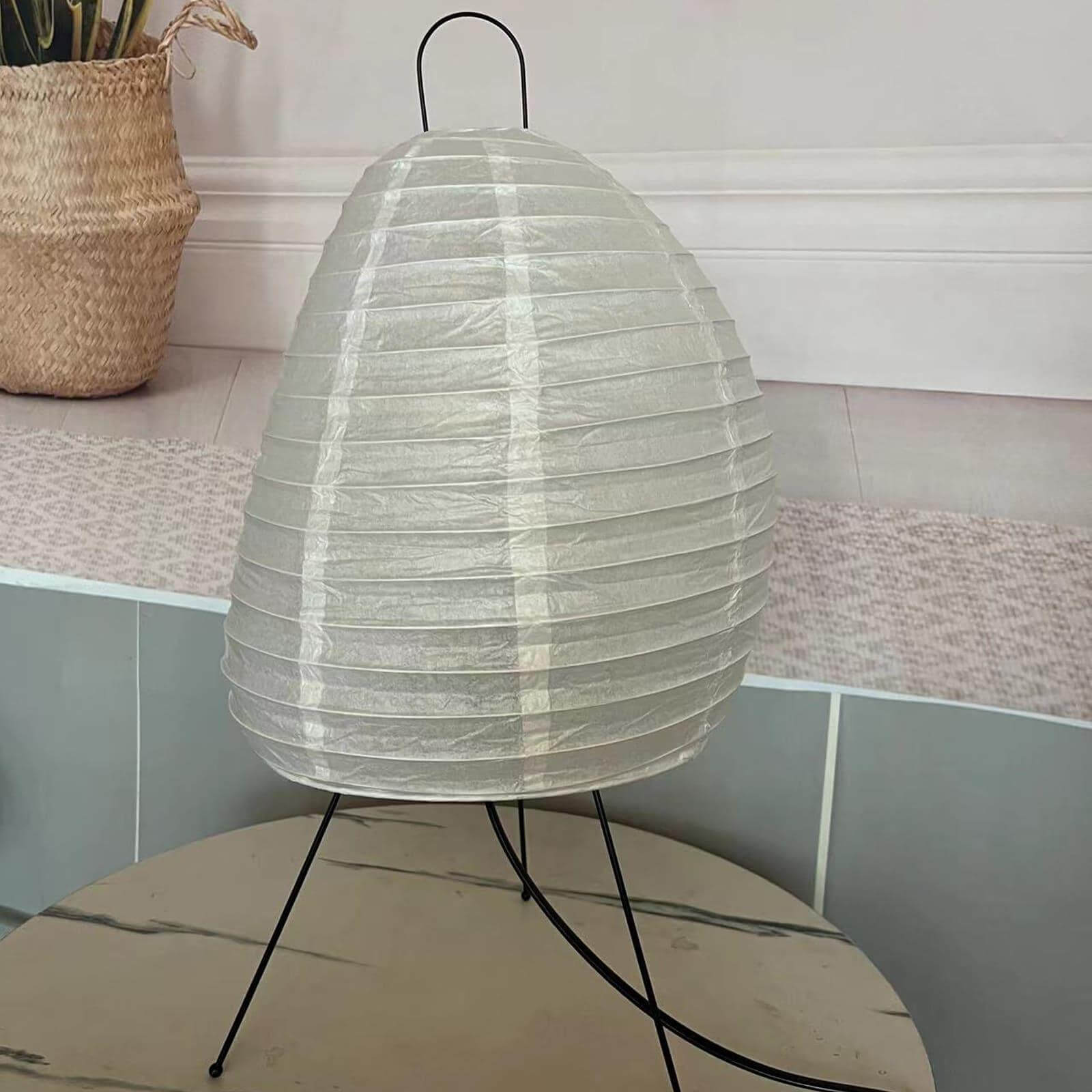 Table Lamp Rice Paper 10.2 in Sculptural White Bedroom Living Room Ambient Lighting Japandi Desk Light Soft Glow | Thomler