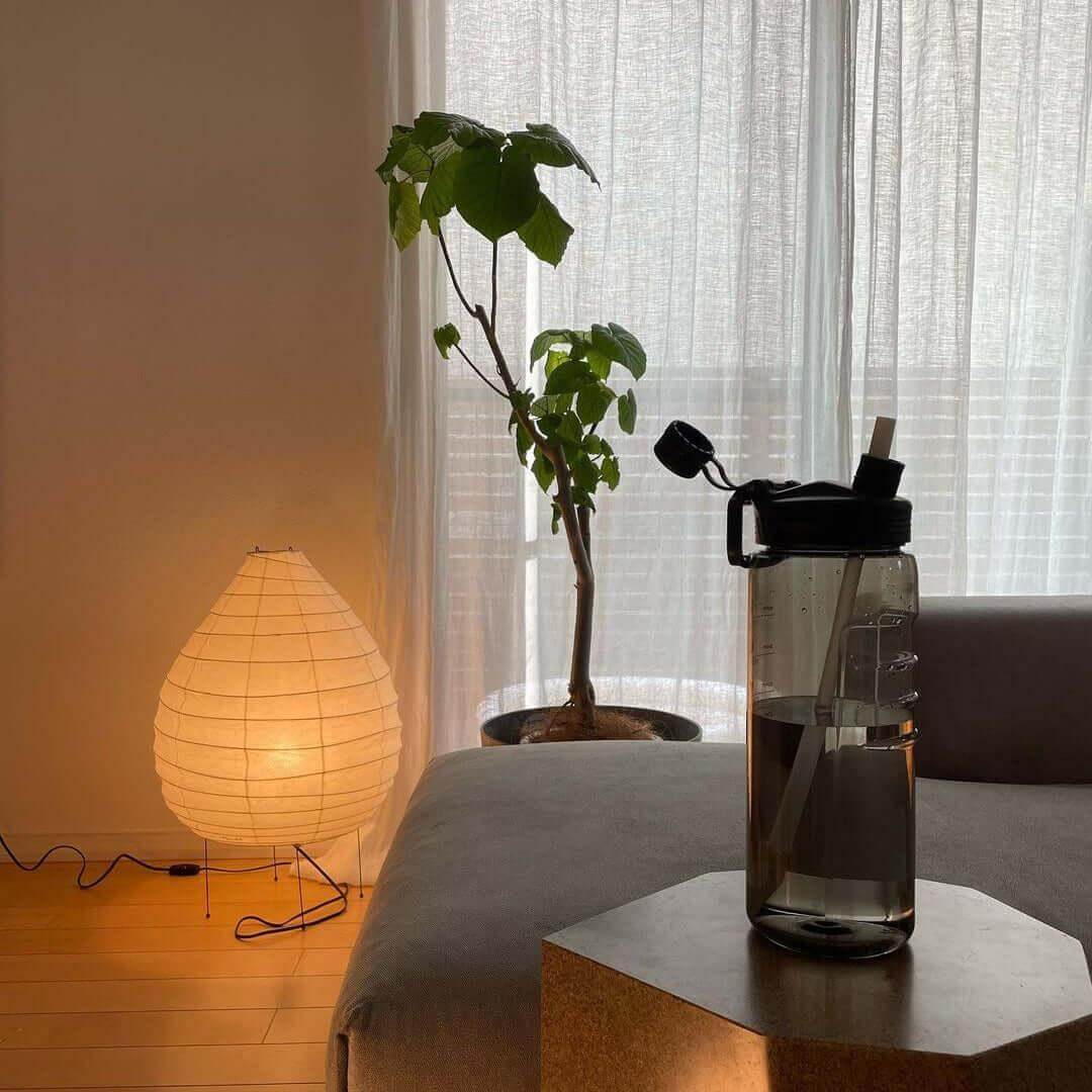 Table Lamp Rice Paper 24.4 in Warm Glow Bedroom Living Room Soft Ambient Lighting Minimalist Japanese Style Accent Light | Thomler