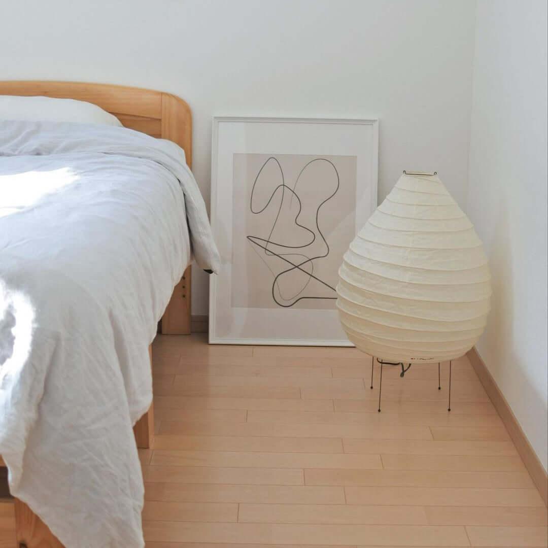 Table Lamp Rice Paper 24.4 in Warm Glow Bedroom Living Room Soft Ambient Lighting Minimalist Japanese Style Accent Light | Thomler