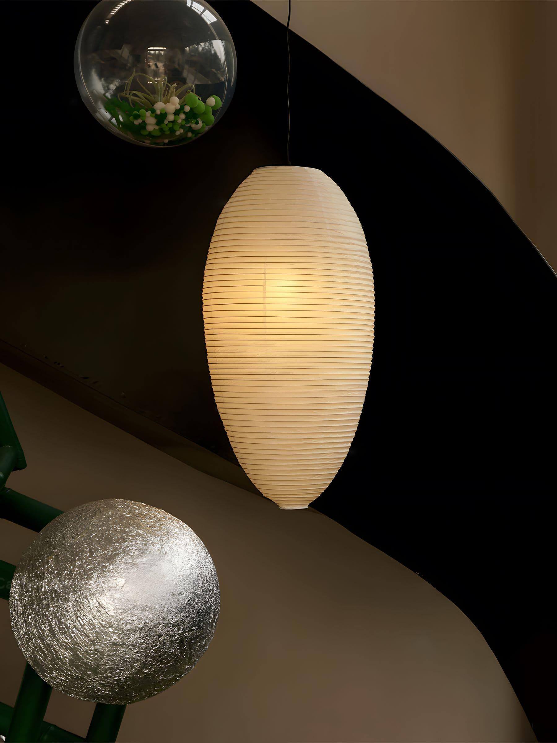 Pendant Light Paper Shade 11.4 in x 19.7 in Indoor Living Room Dining Room Warm Glow Decorative Lamp | Thomler