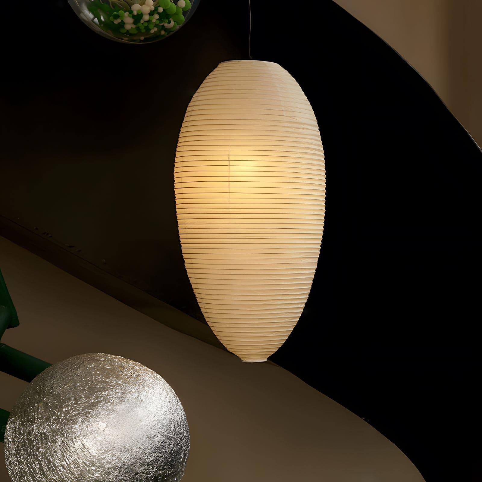Pendant Light Paper Shade 11.4 in x 19.7 in Indoor Living Room Dining Room Warm Glow Decorative Lamp | Thomler