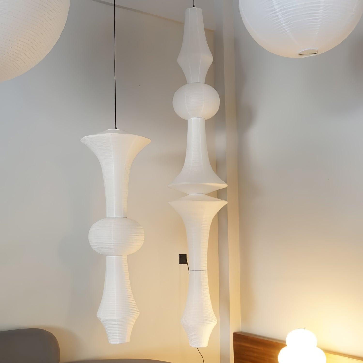 Pendant Light Paper Metal 18.9 in x 57.1 in Indoor Dining Room Kitchen Island Hanging Lamp Modern Minimalist Design | Thomler