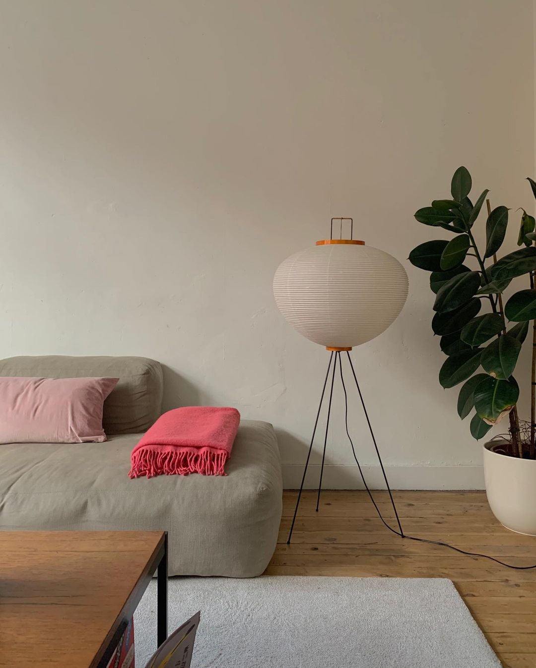 Floor Lamp Mulberry Paper Shade Ø 50.0 cm (19.7") White Living Room Bedroom Japandi Japanese Style Reading Light | Thomler