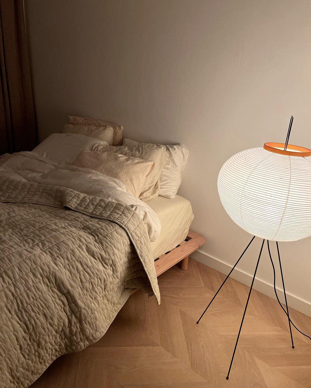 Floor Lamp Mulberry Paper Shade Ø 50.0 cm (19.7") White Living Room Bedroom Japandi Japanese Style Reading Light | Thomler