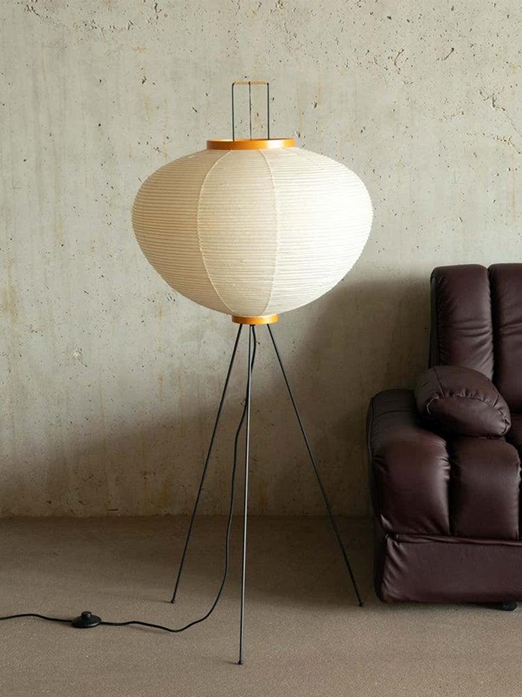 Floor Lamp Mulberry Paper Shade Ø 50.0 cm (19.7") White Living Room Bedroom Japandi Japanese Style Reading Light | Thomler
