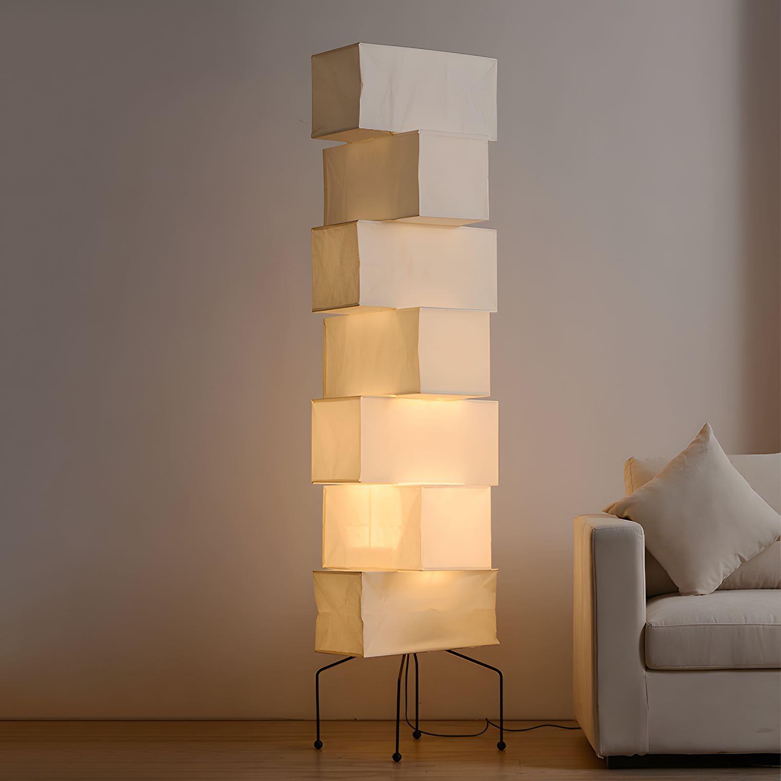 Floor Lamp Rice Paper Bamboo Silk 18.9 in Living Room Bedroom Ambient Lighting Mid Century Modern Standing Light | Thomler